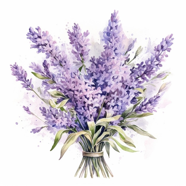 As flores de lavanda estão em um vaso em uma superfície branca generativa ai