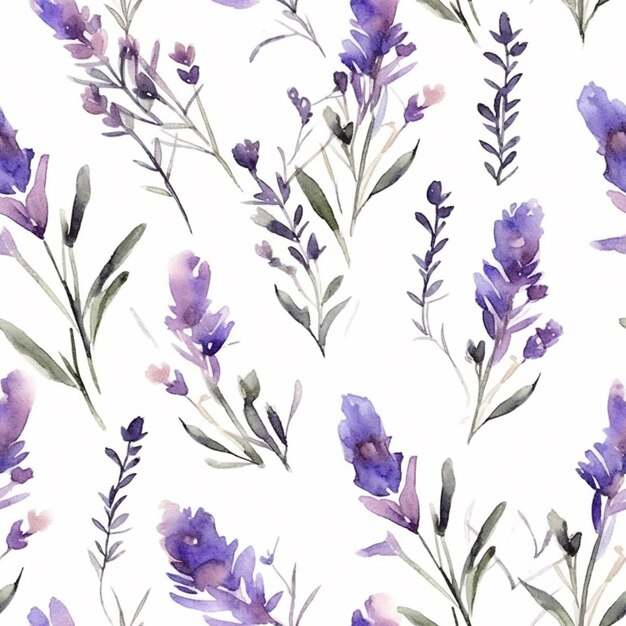 Foto as flores de lavanda são pintadas em aquarela sobre um fundo branco.