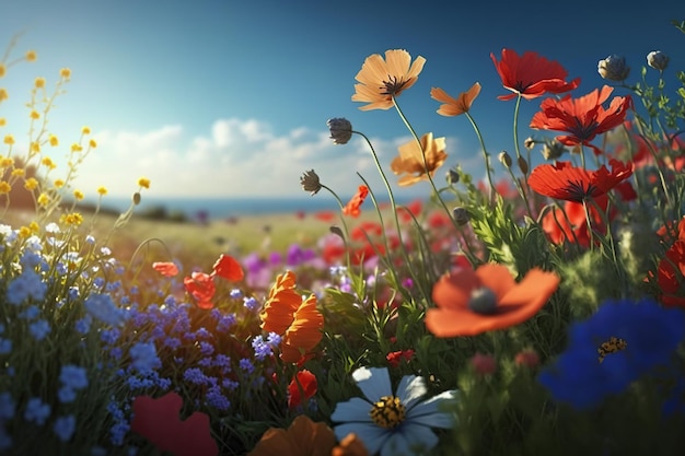 Foto as flores no jardim estão florescendo em uma bela primavera