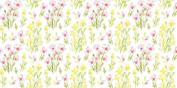 Foto as flores são pequenas ilustrações em aquarela com padrão amarelo e rosa um elemento da impressão floral
