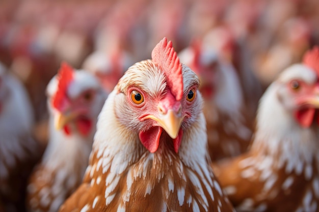 As galinhas na fazenda mostram o núcleo da agricultura e da pecuária