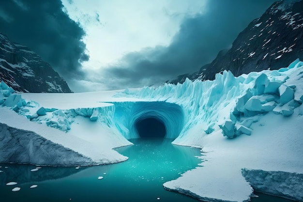 Foto as geleiras e os icebergs da antártida rede neural gerou arte