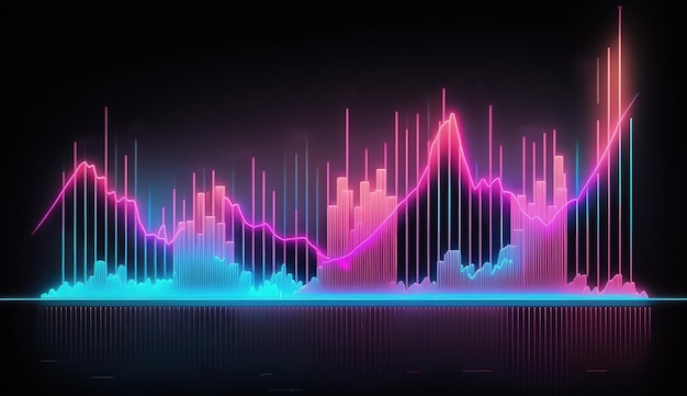 As linhas do gráfico do mercado de ações generativo AI gráfico financeiro sobre fundo abstrato de tecnologia representam