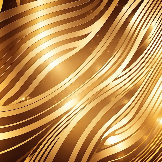 Foto as listras onduladas abstratas do brilho do ouro circundam formas no fundo dourado gerado por ai