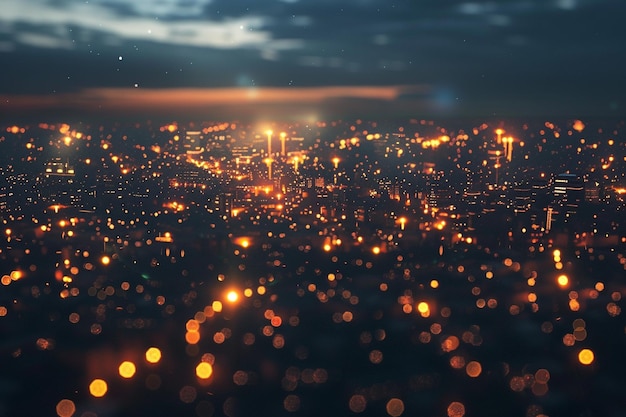 As luzes cintilantes da cidade cintilando no céu noturno