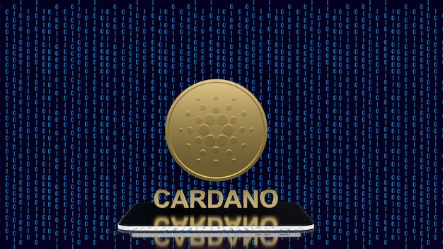 As moedas cardano ou ada para moeda criptográfica ou renderização em 3d do conceito de tecnologia