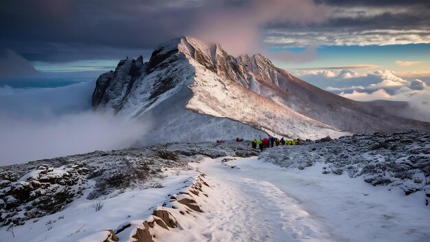 Foto as montanhas seoraksan são cobertas de neve no inverno na coreia do sul