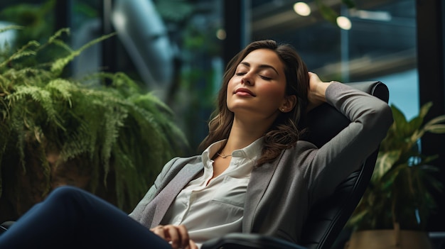 Foto as mulheres descansam depois do trabalho no escritório