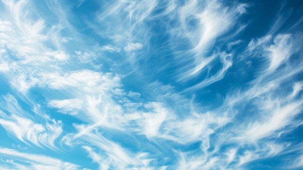 Foto as nuvens cirrus criam um padrão hipnotizante contra um céu azul vibrante capturando a essência da mudança e do movimento esta imagem impressionante é perfeita para projetos que evocam uma se