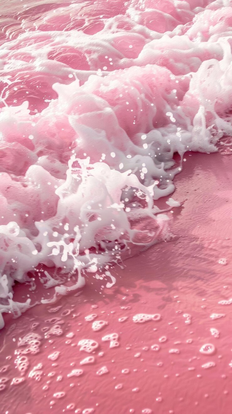 Foto as ondas do oceano rosa vibrante da costa