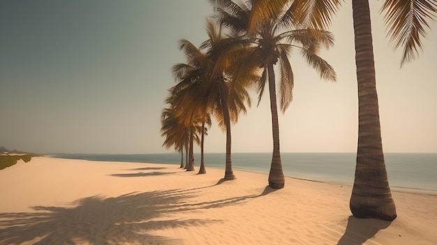 Foto as palmeiras e a praia arenosa trazem uma alegria e serenidade