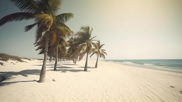 As palmeiras e uma praia de areia formam uma enseada isolada do paraíso