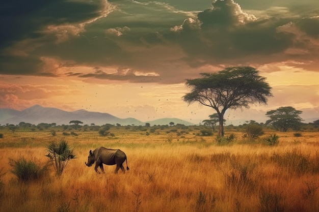 Foto as pastagens de savana que se estendem por quilômetros