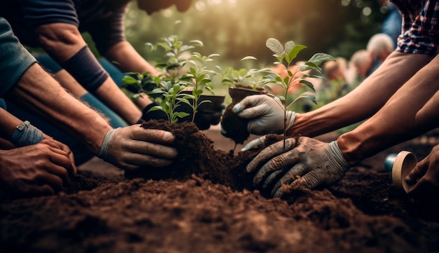 As pessoas estão plantando árvores no jardim generative ai