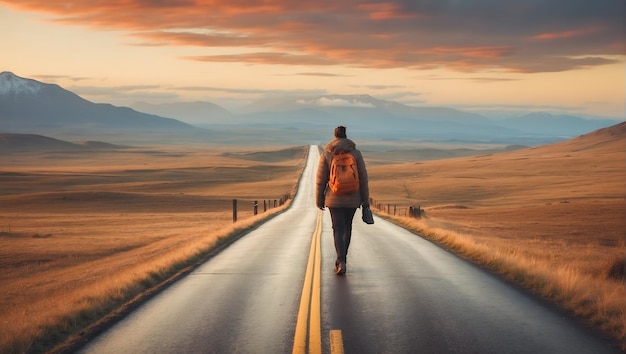 As pessoas estão viajando ao lado das duas estradas e algumas pessoas estão atravessando a estrada