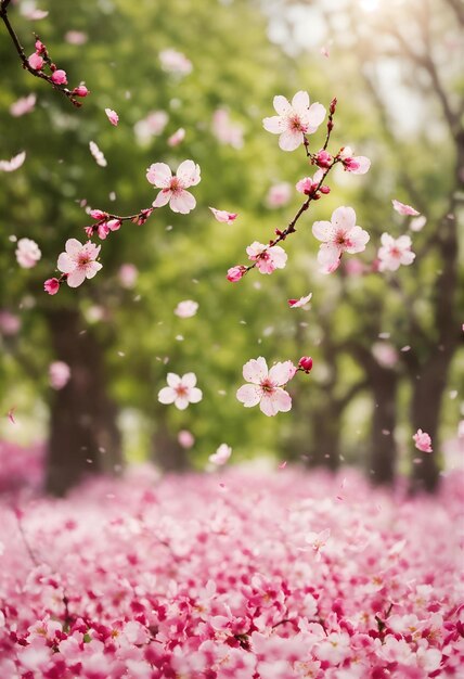 As pétalas cor-de-rosa revelaram um galho em plena floração o brilho de um galho rosa