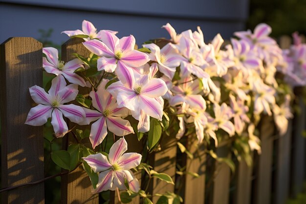 Foto as plantas de clematis crescem juntas