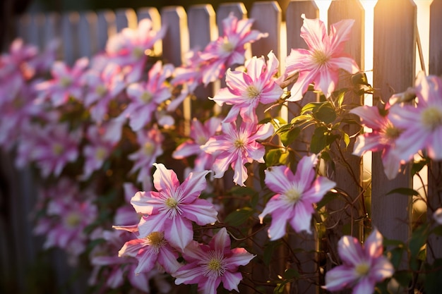 Foto as plantas de clematis crescem juntas