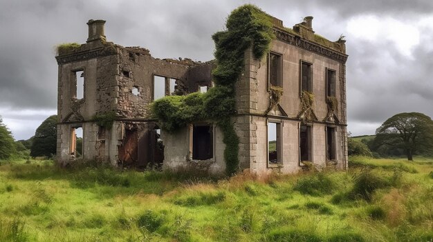 As ruínas da velha casa irlandesa