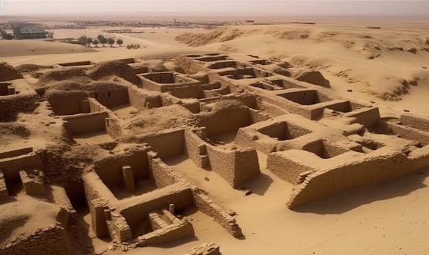 As ruínas de uma antiga civilização do deserto foram bem preservadas Criando usando ferramentas generativas de IA