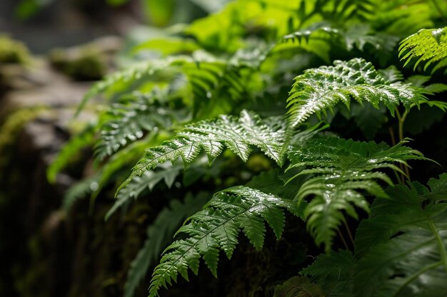 Foto as samambaias têm longas folhas verdes .