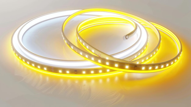 As tiras de LED iluminadas numa superfície refletora criam uma solução de iluminação moderna e eficiente em termos energéticos