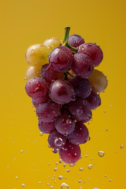 Foto as uvas ruby criam um contraste impressionante contra um fundo amarelo radiante neste ai gerado
