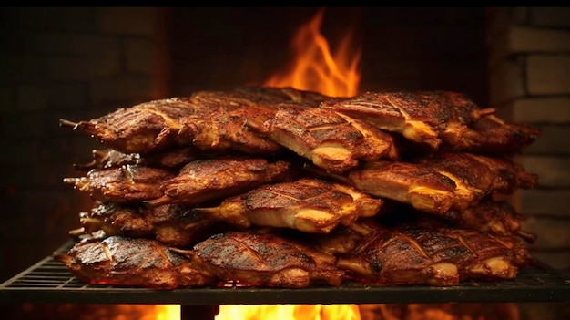 Asado de carne apilada para la preparación