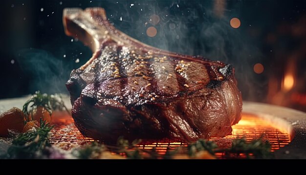 Foto un asado de carne se está cocinando en una parrilla