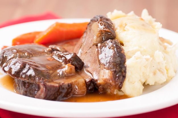 Asado a la olla con puré de patatas