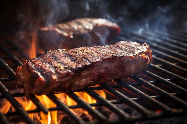 Asar bistec a la parrilla carne de res en una parrilla generativa ai