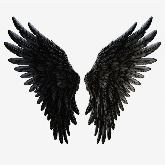 asas de anjo negro isoladas no fundo branco
