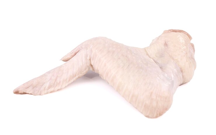 Foto asas de frango cruas isoladas em fundo branco delicioso natural