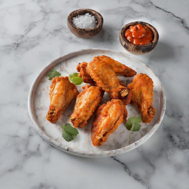 Foto asas de frango picantes grelhadas asas de framboesa assadas em molho de churrasco fundo branco