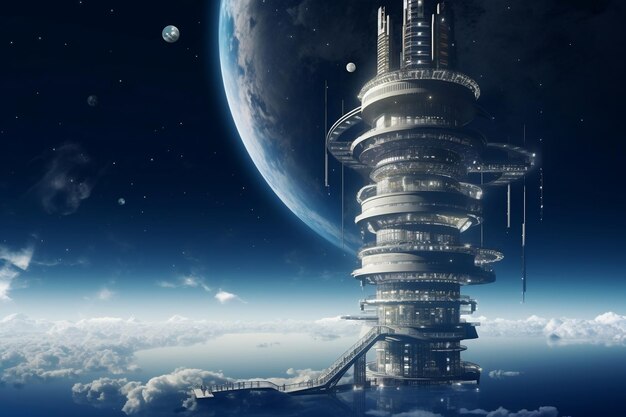 Ascending to the Stars A Towering Space Elevator IA generativa