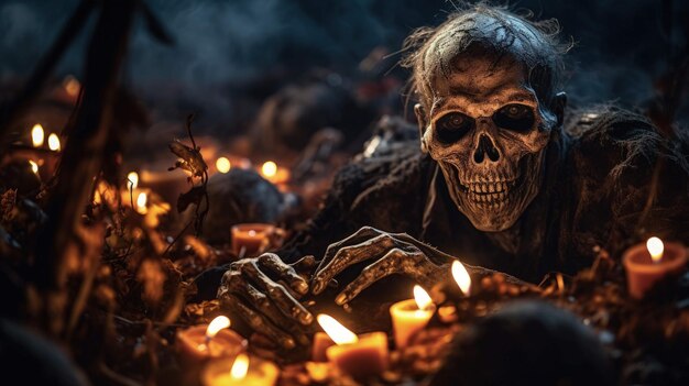 ascensão dos zumbis um conto de sepulturas velas e o frio do halloween