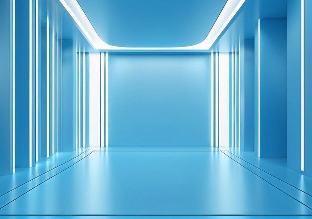 un ascensor azul y blanco con un fondo azul con luces
