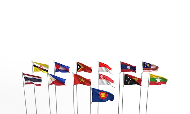 ASEAN-Flagge-Gruppe Symbol Dekoration Wirtschaftsnationalland Zeichen Malaysia Burma Philippinen Cam