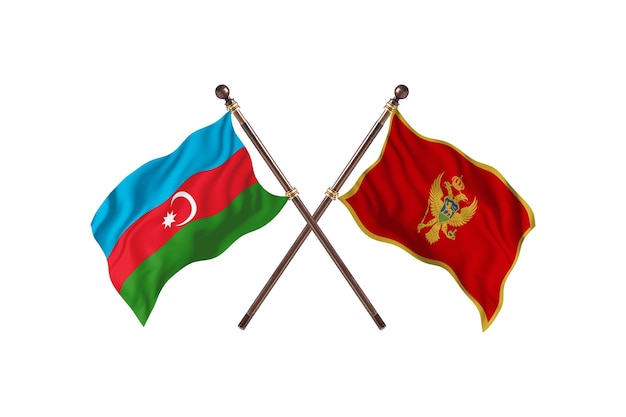 Aserbaidschan gegen Montenegro zwei Länderflaggen Hintergrund