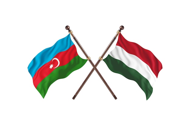 Aserbaidschan gegen Ungarn zwei Länder Flaggen Hintergrund