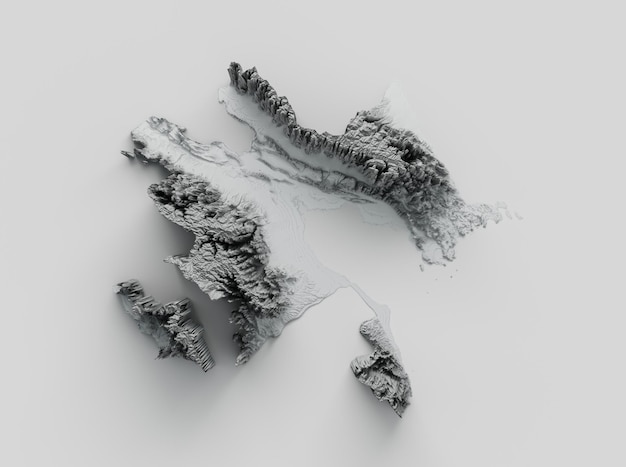 Aserbaidschan-Karte Schattierte Relieffarbe Höhenkarte auf der isolierten Hintergrund-3D-Darstellung