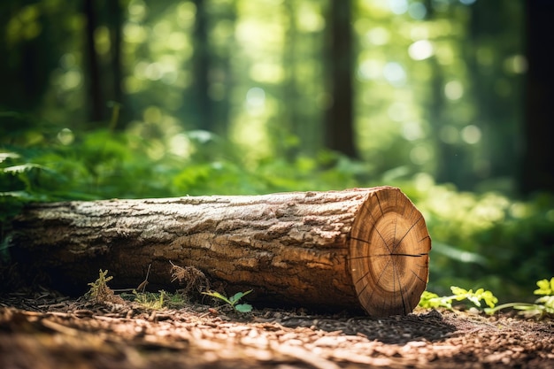 Aserrado de árbol en un concepto de deforestación forestal IA generativa