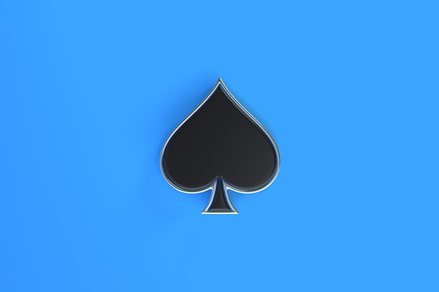 Ases jugando cartas símbolo de picas con colores negros aislados en fondo azul Vista superior renderización 3D
