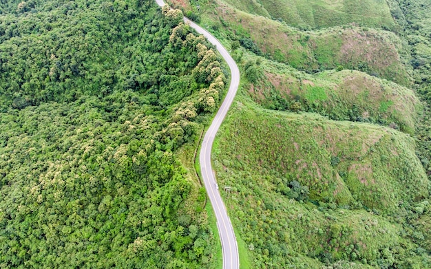 Asfalto curvado rodovia na montanha