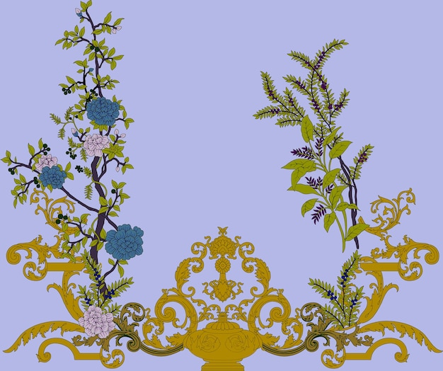 Asia elementos decorativos festivos chinos patrones florales de oro y ornamentos linternas nubes y flores de luna rama sakura vector oriental conjunto símbolos de decoración japoneses como bambú y ramas