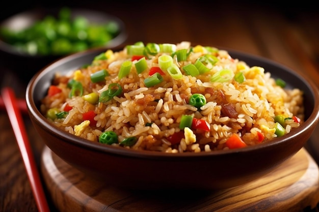 Asiático comer arroz frito arroz cena china comida saludable comida vegetal IA generativa