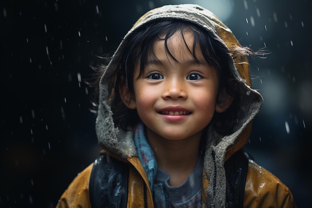 Asiático Japonês Chinês Coreano Tailandês Indonésio Criança sorrindo olhando para a câmera fofo muito lindo bebê feliz criança estudante pré-escolar