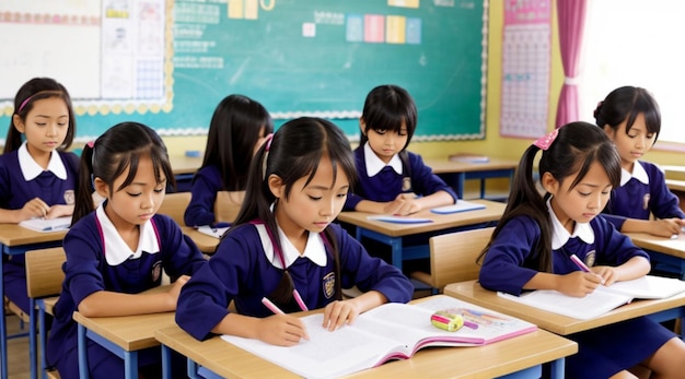 asiático leste asiático sudeste asiático asiático americano meninas estudantes escolares educação