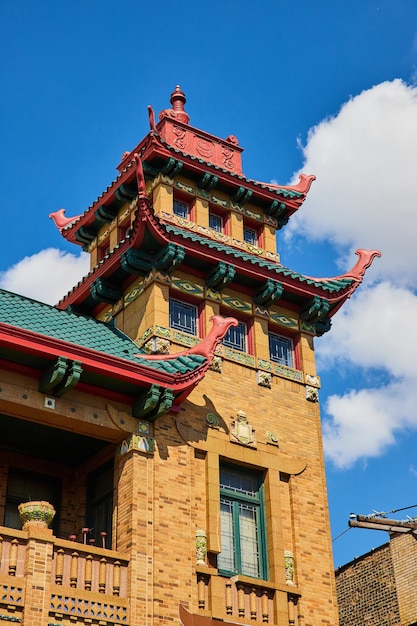 Foto asiatische architektur im außenbereich von chinatown in chicago