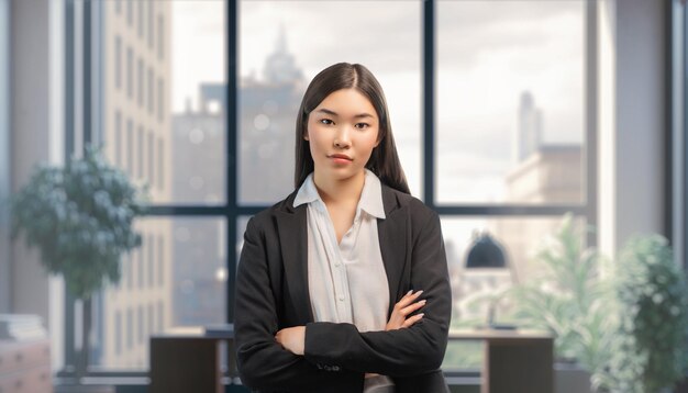 Asiatische Frau am Fenster